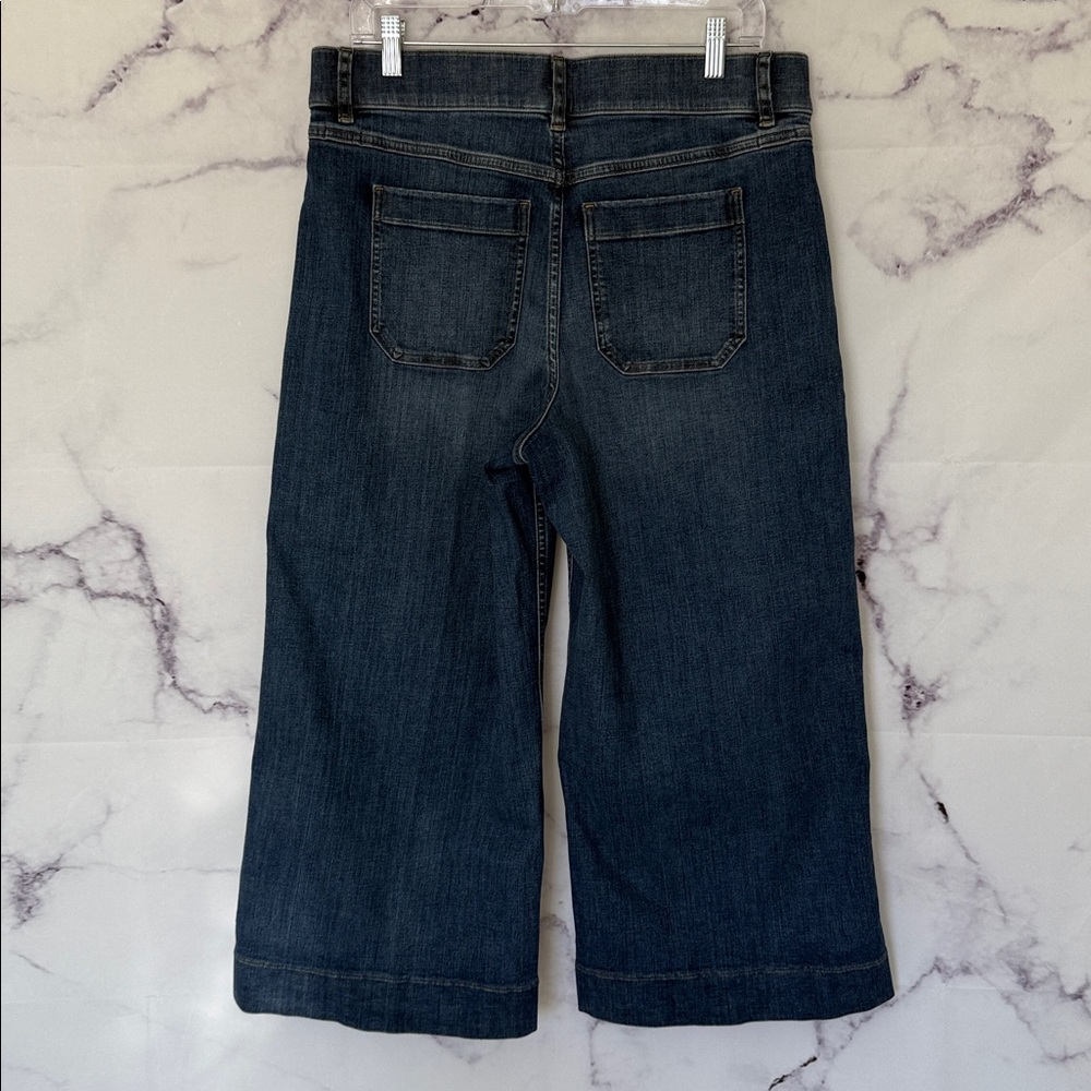 SPANX® Cropped Wide Leg Jeans in Stonewashed Blue Size XL - Picture 9 of 14